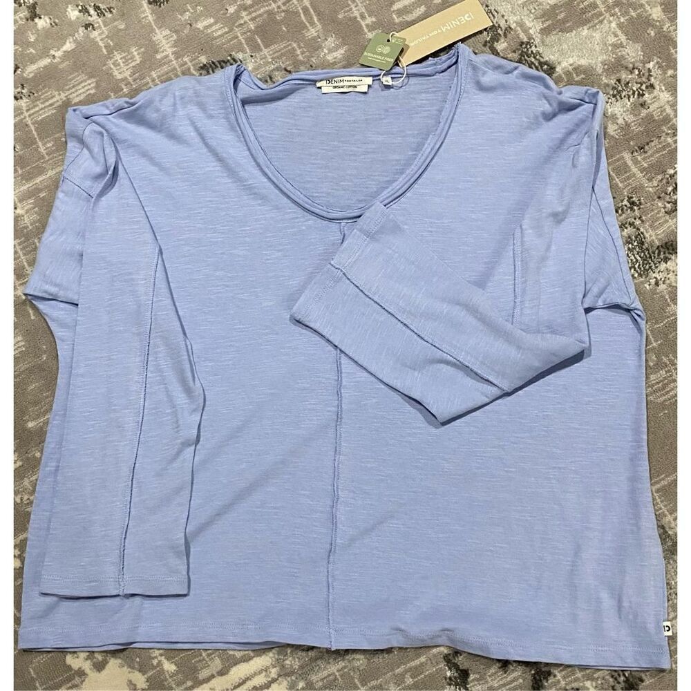 NWT XL, Tom, Tailor denim organic cotton T-shirt distressed look long sleeve tee